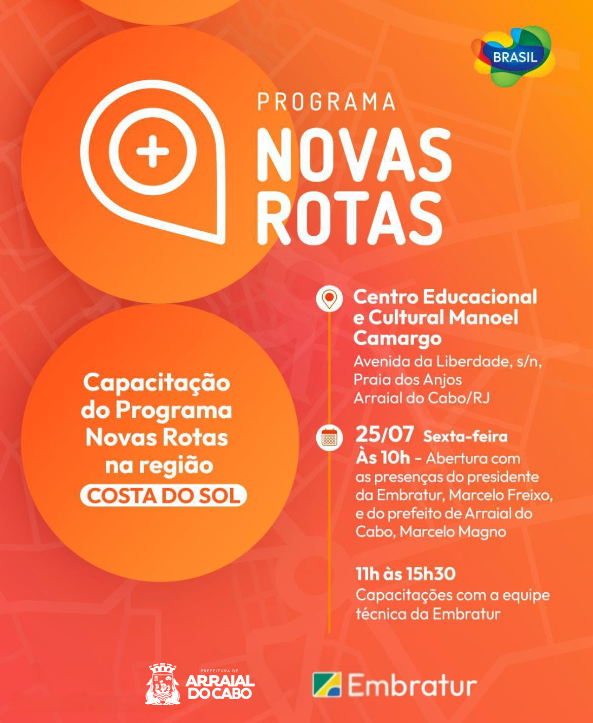 Arraial do Cabo recebe ‘Programa Novas Rotas’ da Embratur com objetivo de fortalecer a cadeia produtiva do turismo