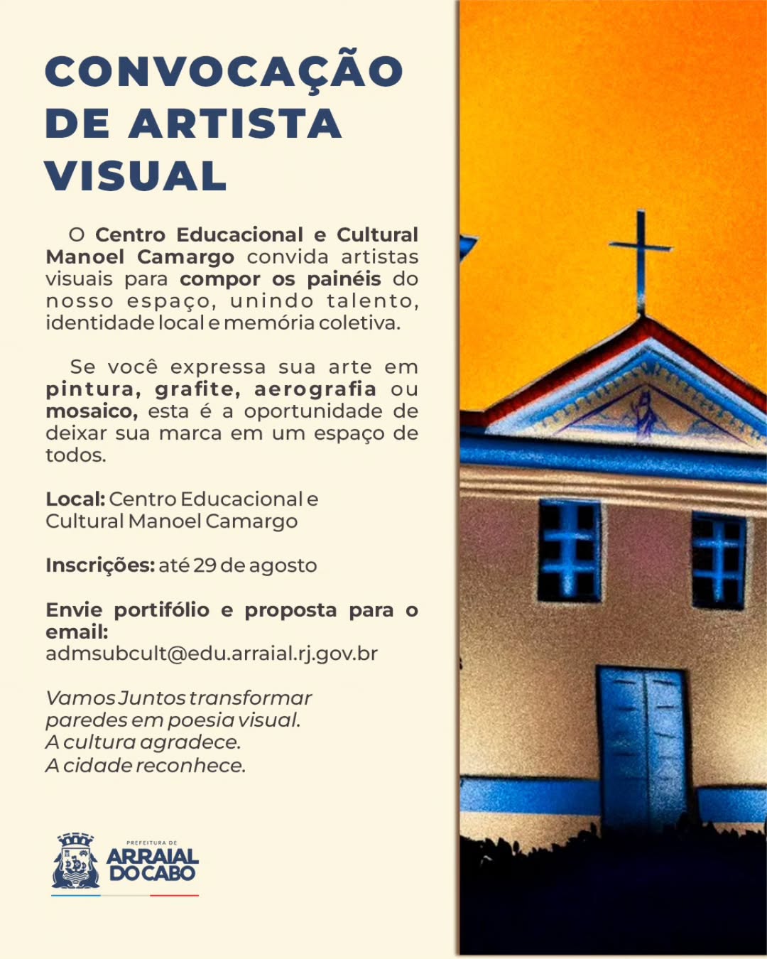 Centro Cultural Manoel Camargo lança chamada para artistas visuais de Arraial do Cabo