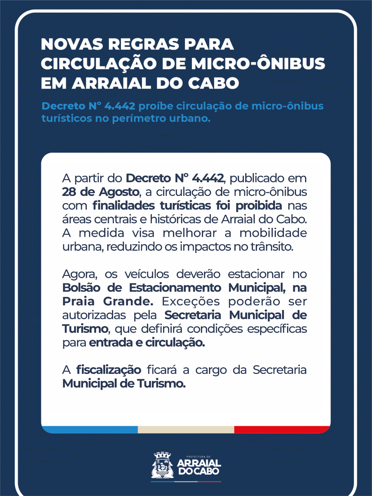 Novas regras para micro-ônibus de turismo em Arraial do Cabo