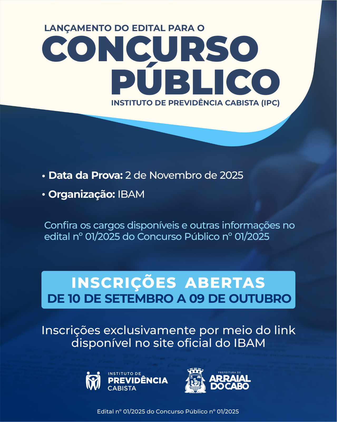 Instituto de Previdência Cabista lança edital para concurso público