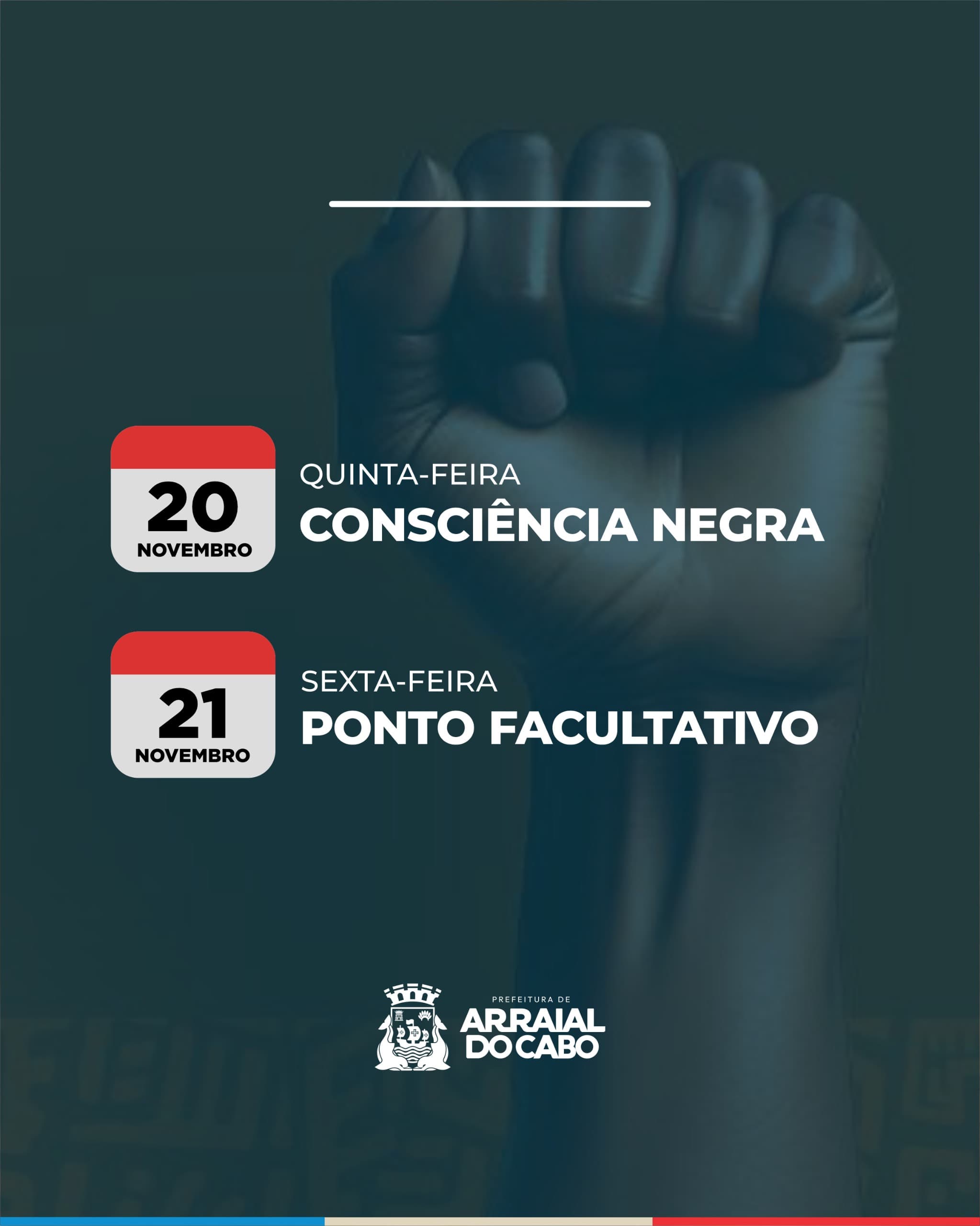 Prefeitura de Arraial do Cabo decreta ponto facultativo na sexta-feira, 21 de novembro