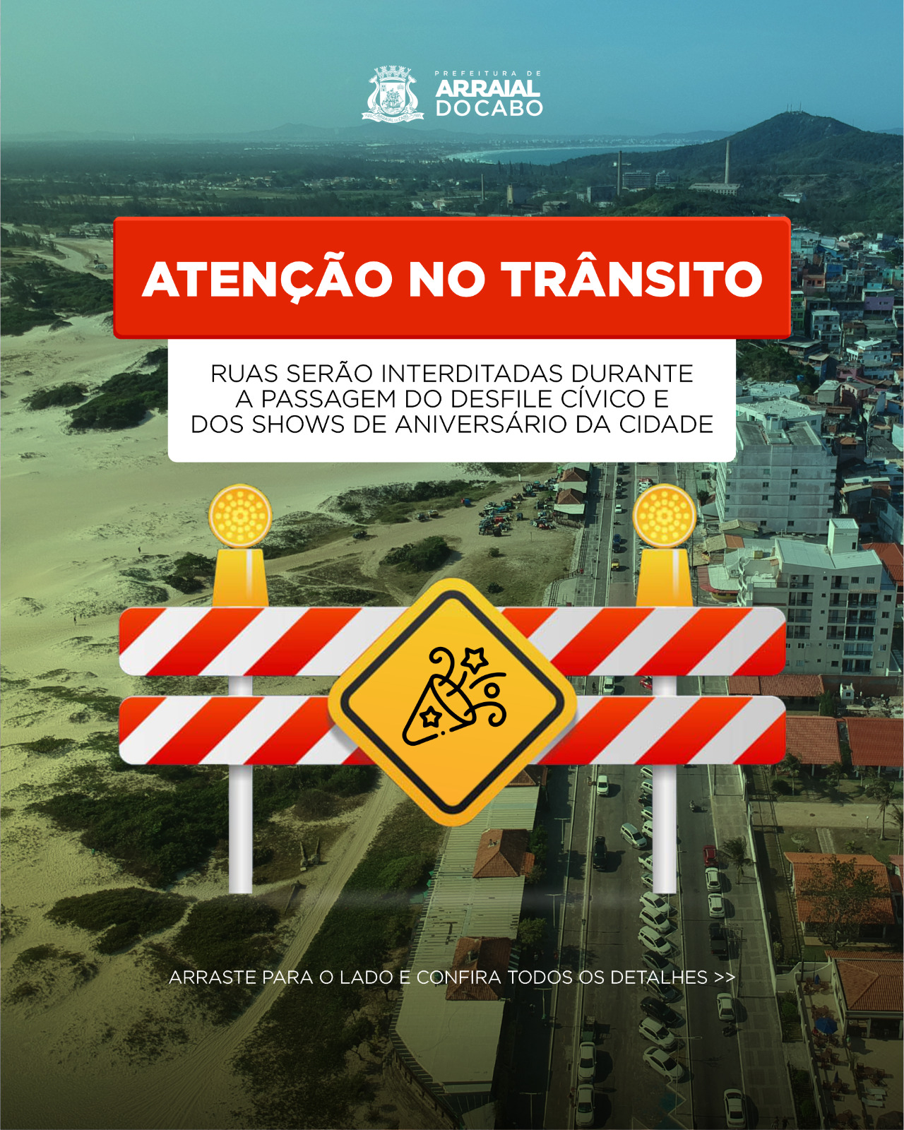 Arraial do Cabo anuncia alterações no trânsito para a festa de aniversário